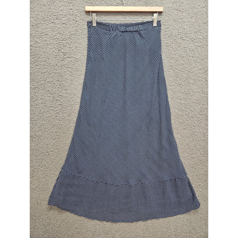 DISSH Maxi Skirt 8 Blue Gingham Check High Waist Coastal Cottagecore Picnic